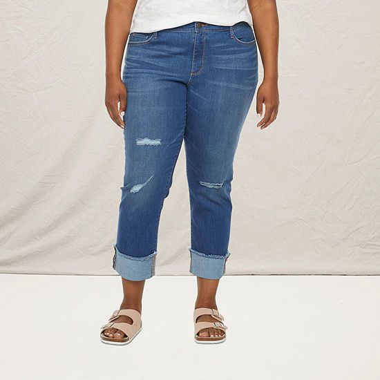 a.n.a - Plus Womens Ripped Straight Jean | JCPenney