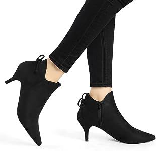 Allegra K Women's Pointed Toe Kitten Heel Ankle Booties | Amazon (CA)