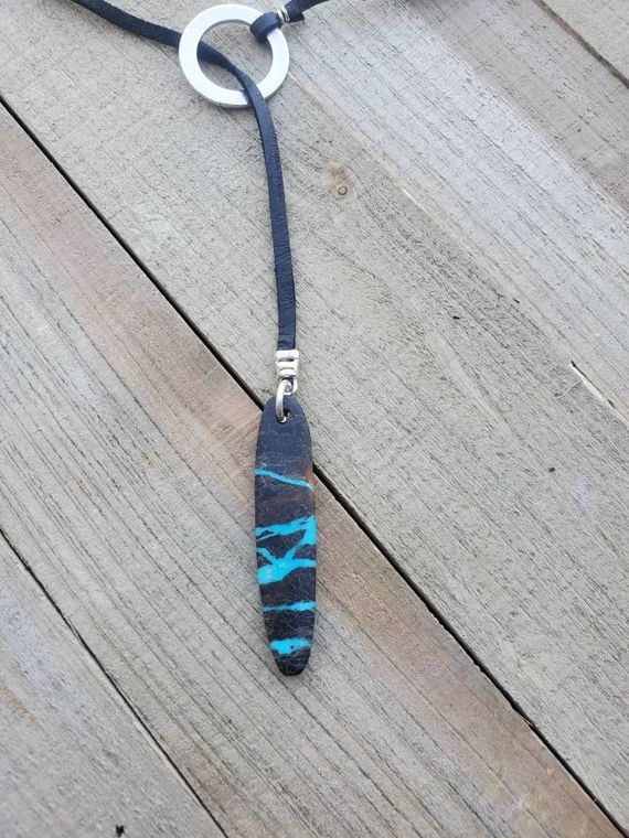 Turquoise and leather necklace | Etsy | Etsy (US)