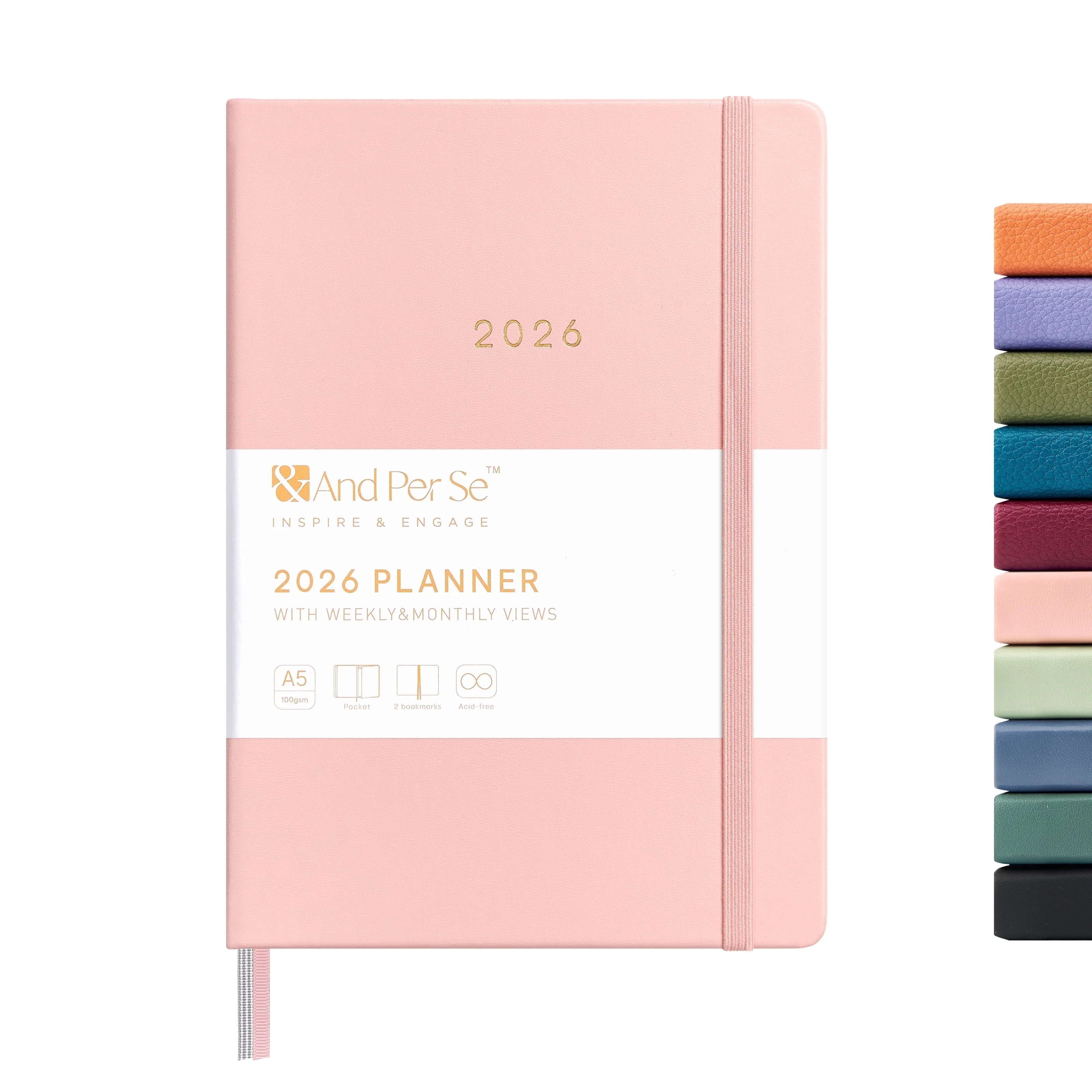 &And Per Se 2026 Planner Calendar 12-Month Weekly, January-December 2026, 5.7" x 8", Leather Hard... | Walmart (US)