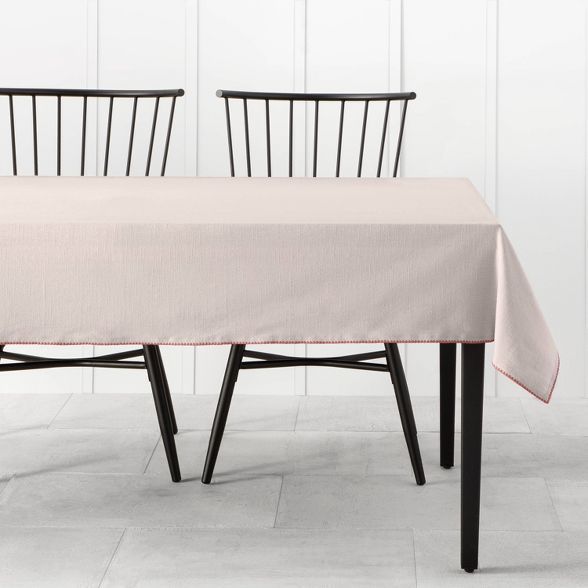 Tablecloth with Decorative Stitch Light Pink - Hearth & Hand™ with Magnolia | Target