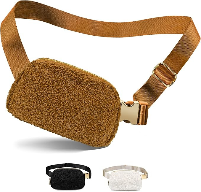 viewm Fleece Belt Bag for Women, Sherpa Fanny Pack Crossbody Bags for Women Men Everywhere Belt B... | Amazon (US)