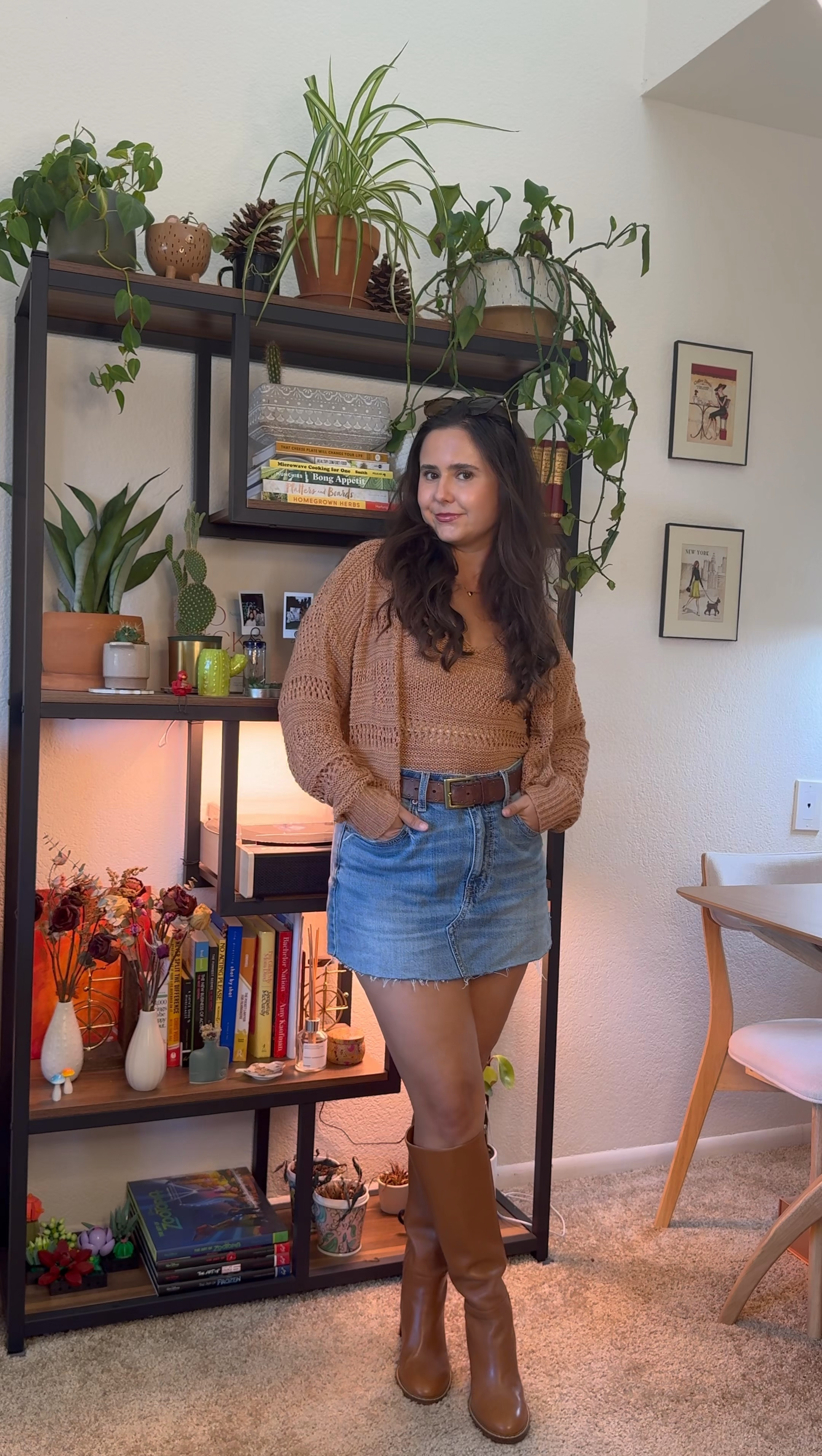 transitional outfit inspo - denim skirt + boots 🍂🍃 

#LTKFindsUnder100 #LTKSeasonal #LTKStyleTip