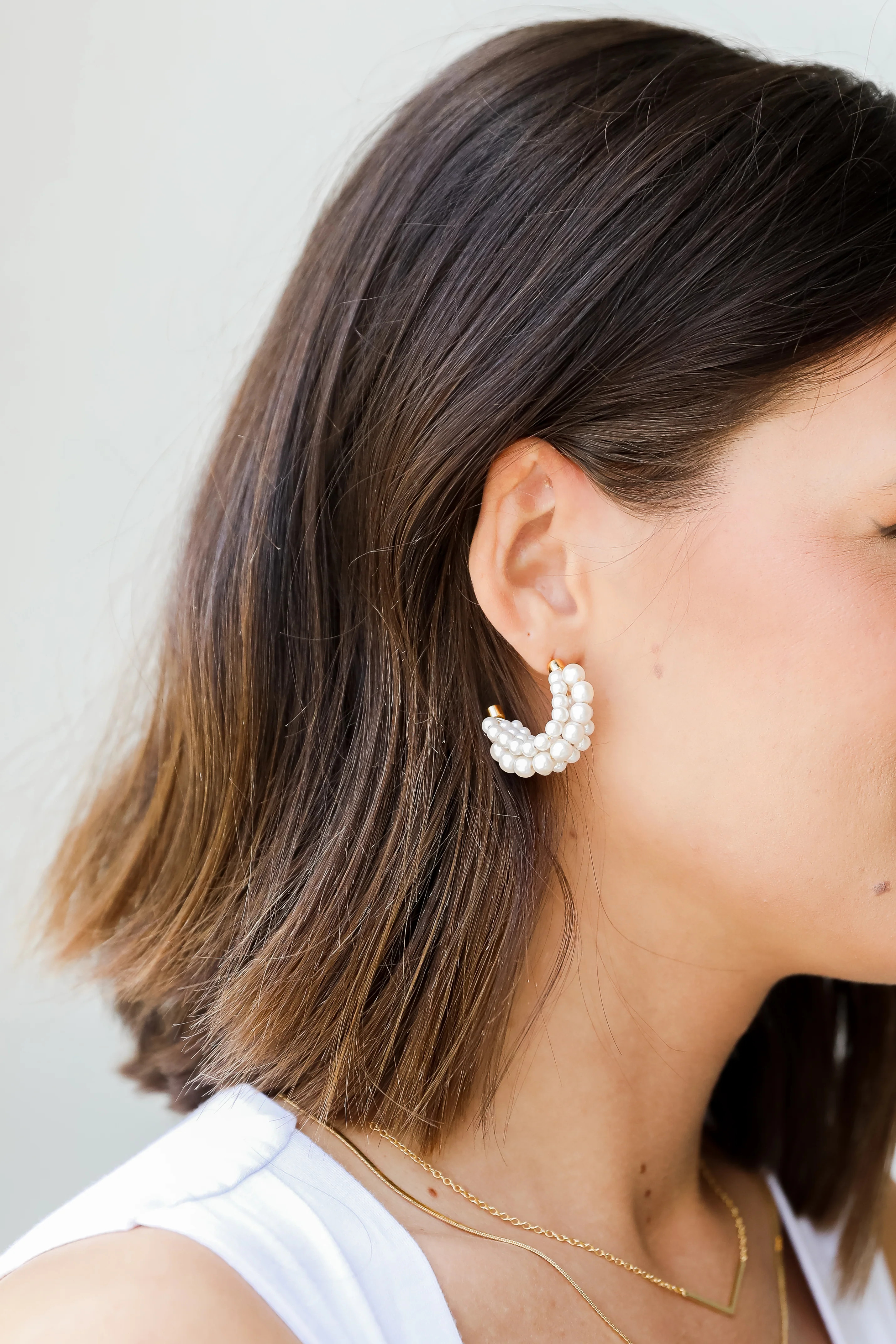 Carly Pearl Hoop Earrings | Dress Up