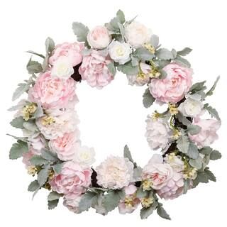 22" Pink Peony & Ivory Rose Wreath by Ashland®Item # 10732921(14)4.9 Out Of 514 Ratings5 Star13... | Michaels Stores