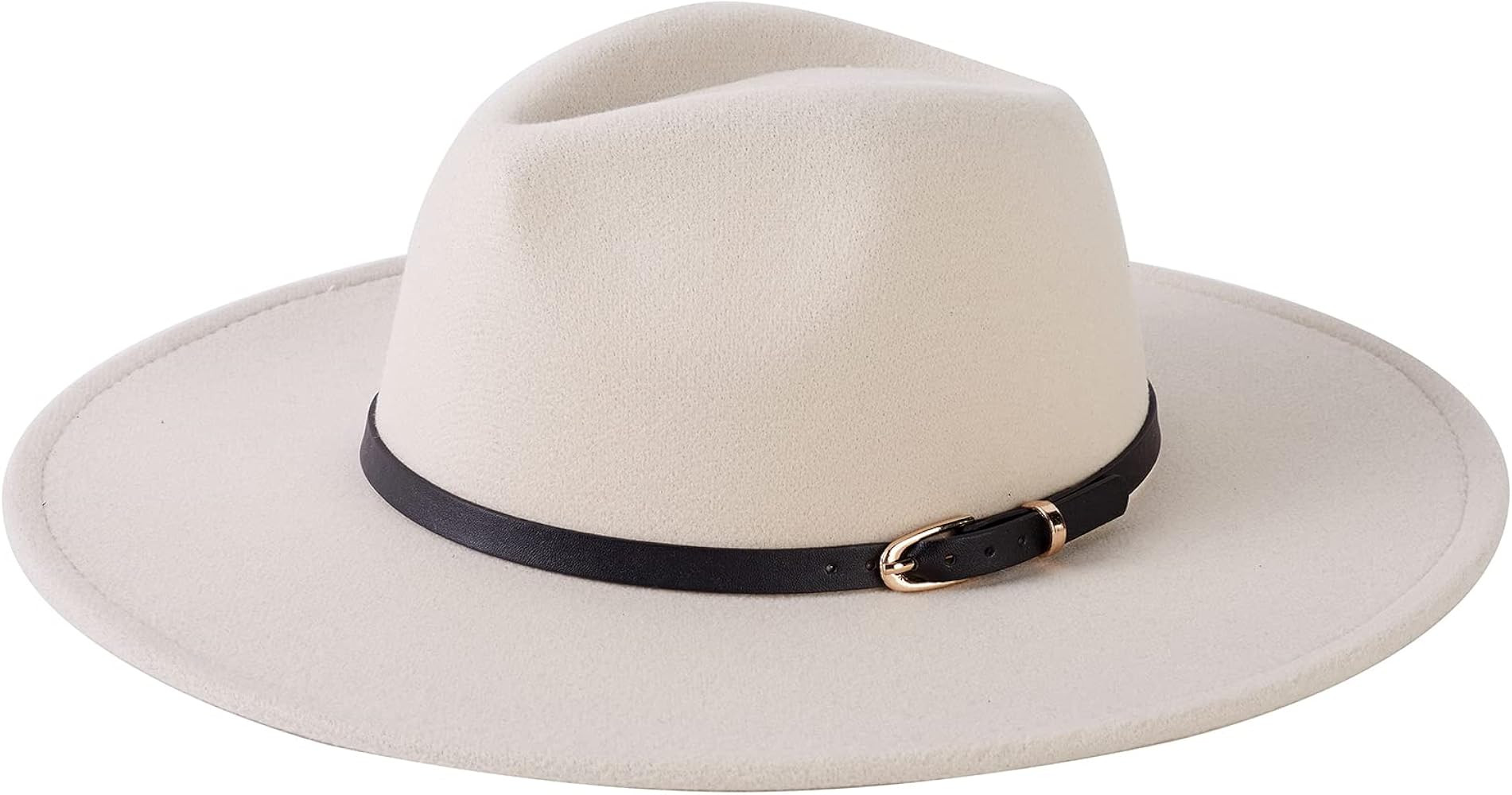 Women’s Fedora Hat Summer Wear with Wide Brim and Belt Buckle, Soft Panama Felt Boho Hat for La... | Amazon (US)