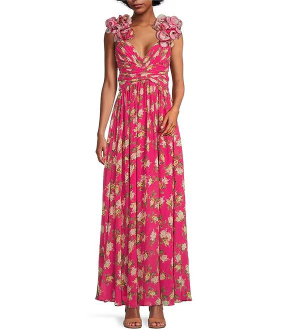 Antonio Melani Manila Floral Print Rosette Sleeveless V-Neck Maxi Dress | Dillard's | Dillard's