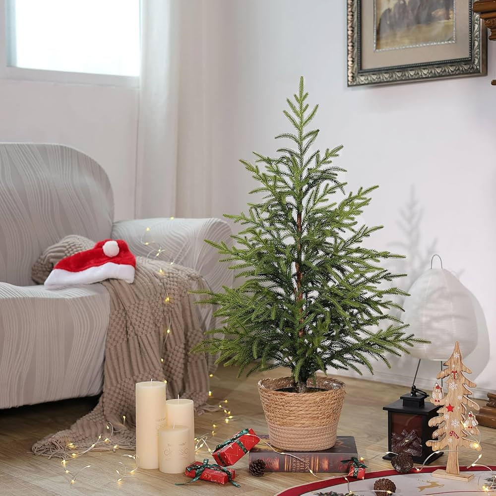 Artificial Norfolk Pine Tree - 36" Faux Christmas Tree Potted Green for Front Porch Christmas Ind... | Amazon (US)