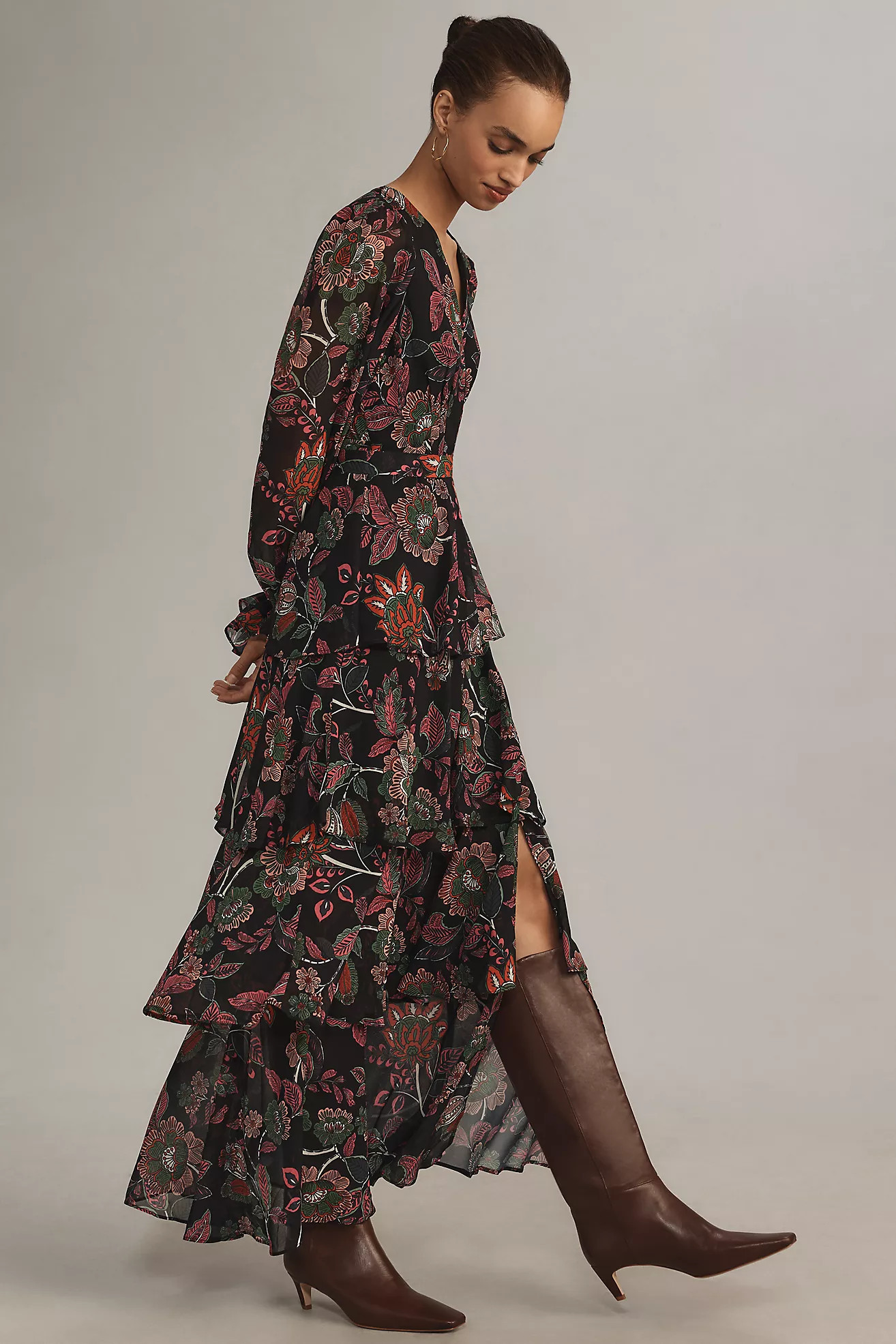 Hutch Long-Sleeve V-Neck Wrap Maxi Dress | Anthropologie (US)