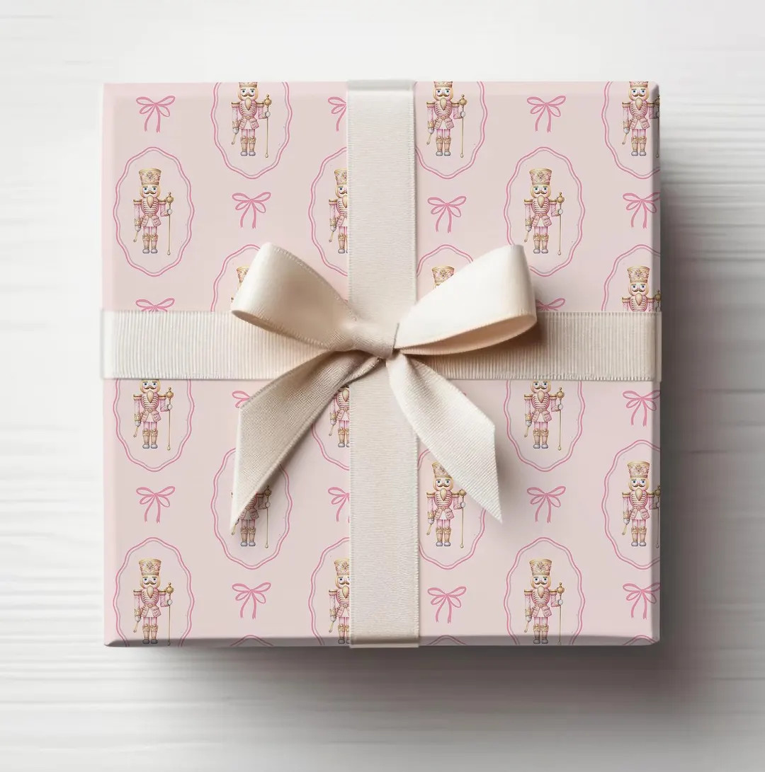 Pink Nutcracker Little Girl Christmas Wrapping Paper, Merry Christmas Wrapping Paper, Vintage Gif... | Etsy (US)