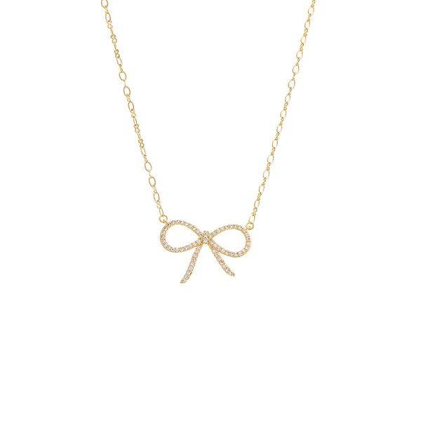 Thin Pave Bow Necklace | Adina Eden