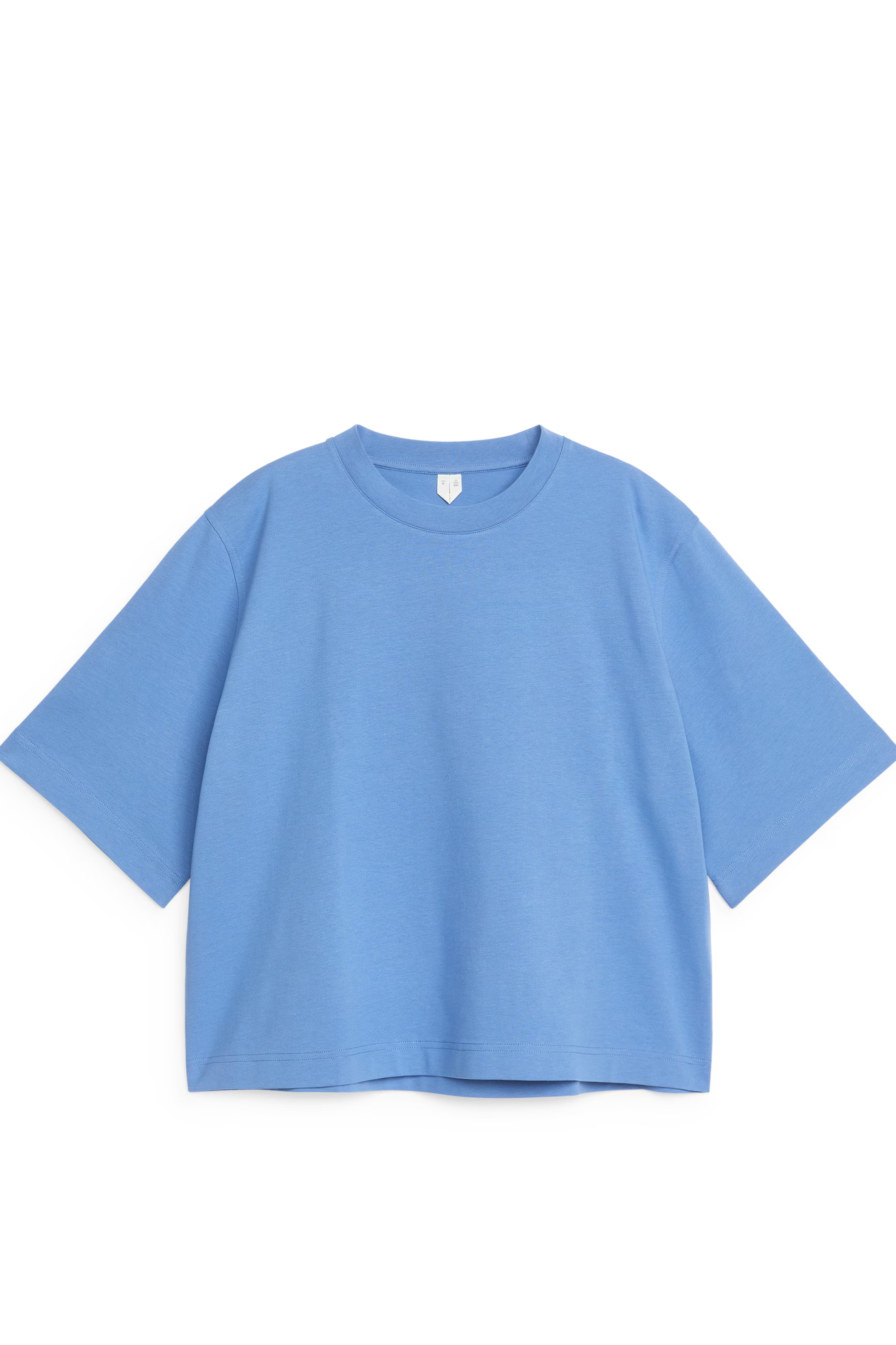 Ruimvallend T-shirt van zware kwaliteit - Ronde hals - Korte mouwen - Middenblauw - DAMES | H&M N... | H&M (DE, AT, CH, NL, FI)