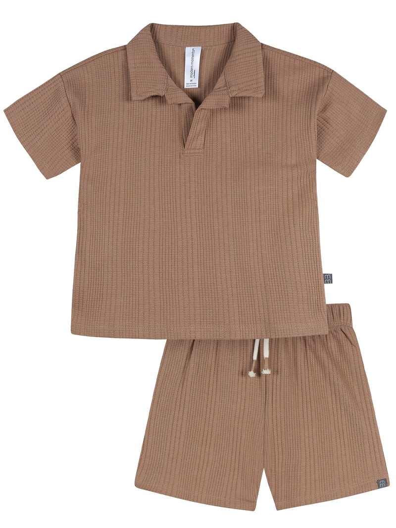 Modern Moments by Gerber Toddler Boy Johnny Collar and Short Outfit Set, 2-Piece, Sizes 12 Months... | Walmart (US)