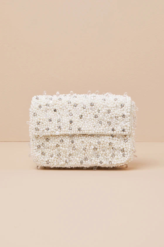 Lidija White Pearl Rhinestone Clutch | Lulus