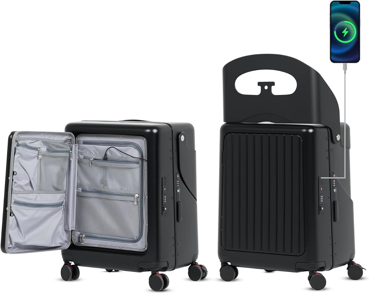 smilesun 20" Carry On Luggage with Seat For Kids & Adults，Hardside Ride On Suitcase Front Openi... | Amazon (US)