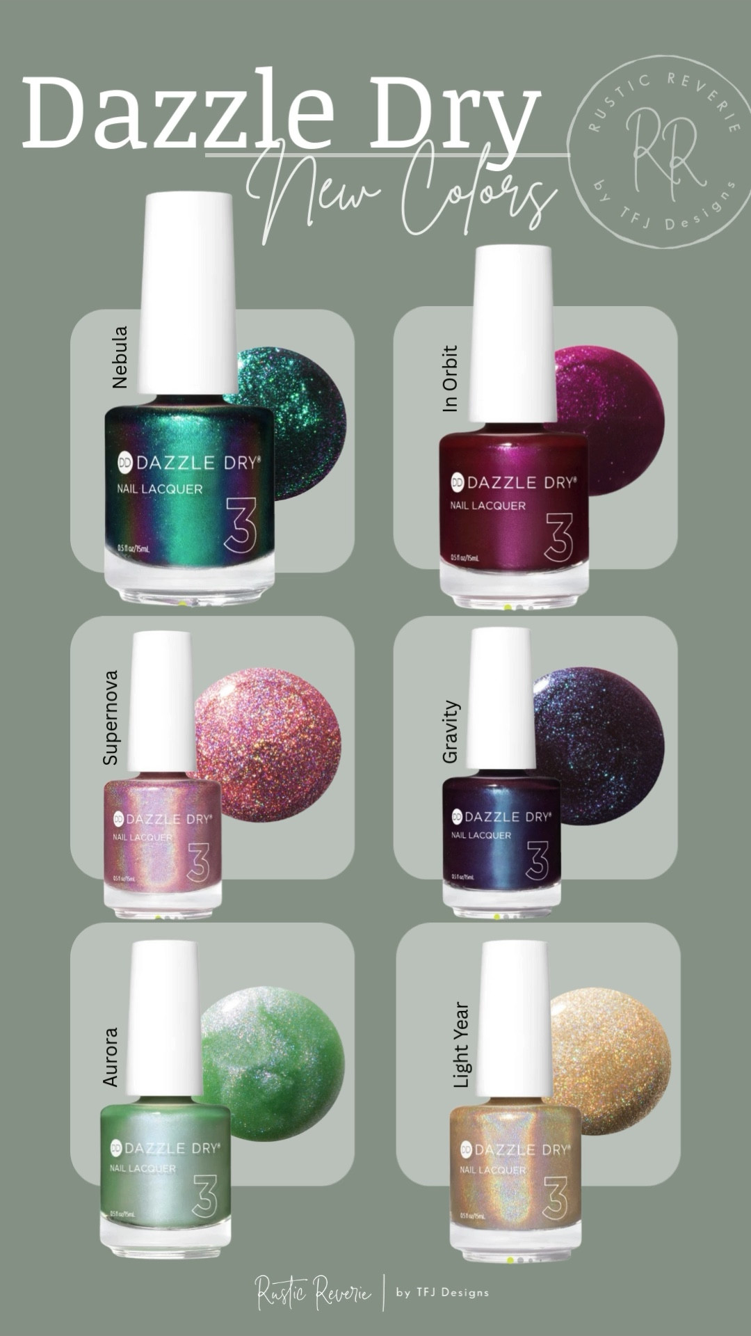 Dazzle Dry just released six new colors! I love their color shifting nail colors. I can’t wait to try Nebula!! SAVE 20% when you create a BUNDLE of 5 or more!! 🖤 fall outfit nails polish lacquer sparkle color shift halloween goth witch costume pumpkin patch color changing

#LTKOver40 #LTKFindsUnder50 #LTKBeauty