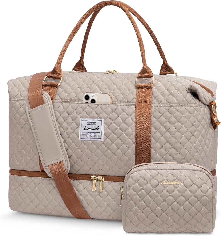 LOVEVOOK Travel Duffle Bag,Weekender Bags for Women with Shoe Compartment，Carry on Overnight Ba... | Amazon (US)