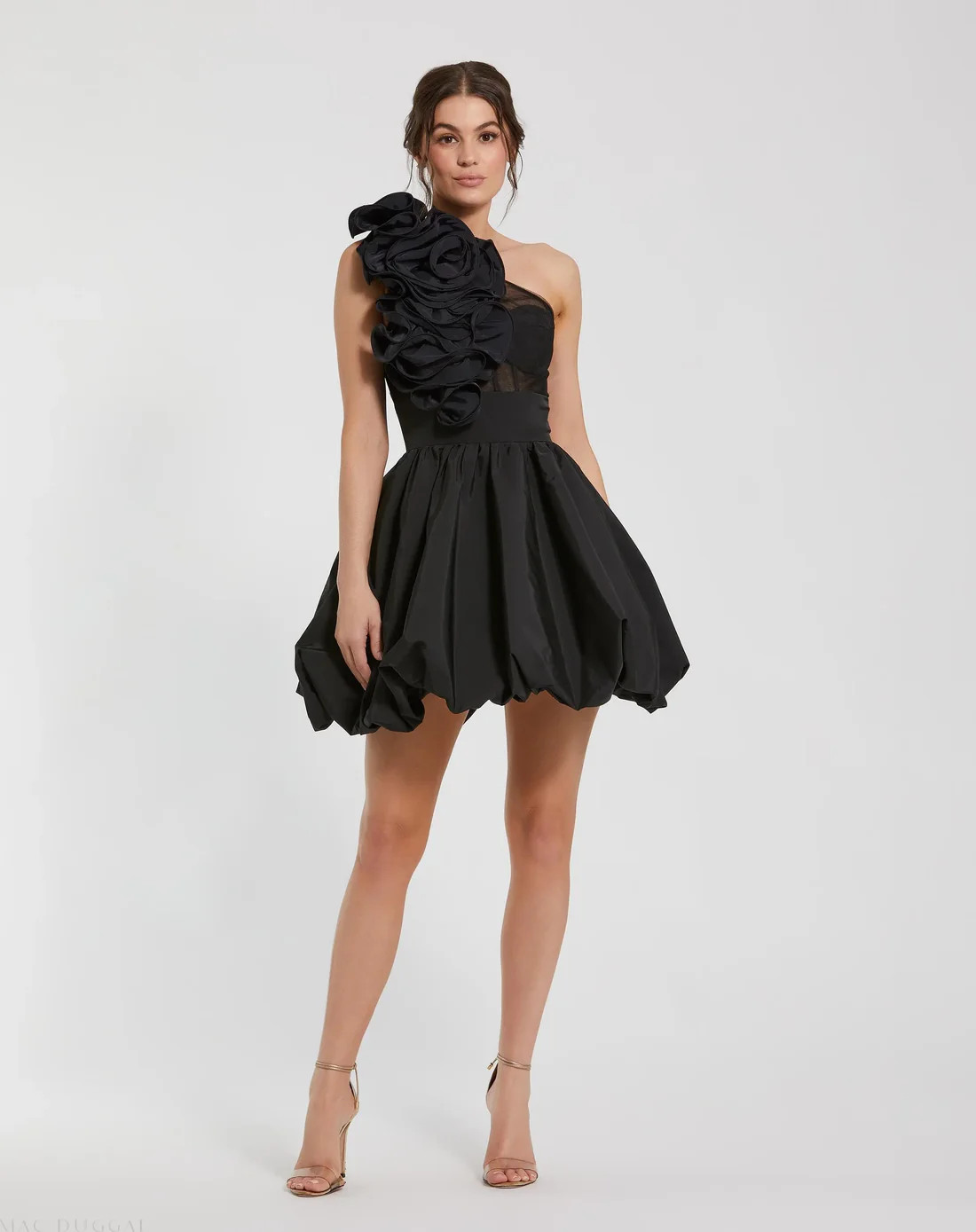 Taffeta One Shoulder Ruffle Bubble Mini Dress - Mac Duggal | Mac Duggal