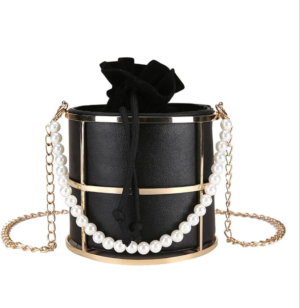 Clutch Bag for Women Pearl Evening Bags Top-Handle Metal Bucket Bag Crystal Chic Purses Formal We... | Amazon (US)