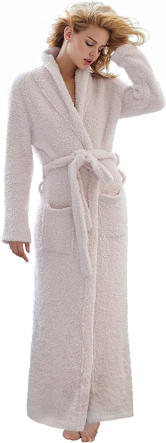 Amazon.com: 7 VEILS Long Bathrobe Womens and Mens Cozy Knit Microfiber Stretchy Super Soft Bathro... | Amazon (US)
