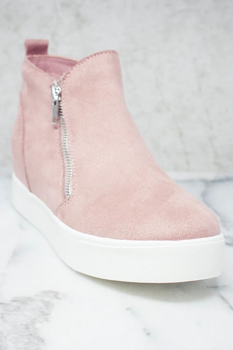 The Danielle Mauve Suede Wedge Sneakers | The Pink Lily Boutique