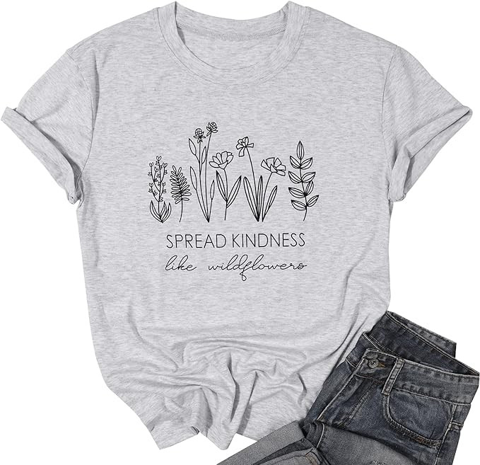 Womens Kindness Shirt Positive Saying Inspirational Tshirt Plant Lover Tee Shirt Casual Teacher T... | Amazon (US)
