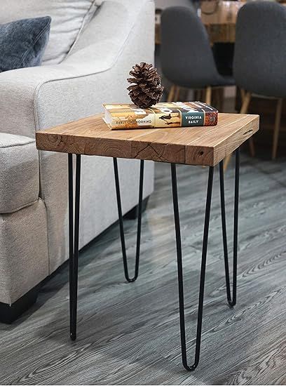 WELLAND Square Old Elm Wood End Table Rustic Surface Side Table | Amazon (US)