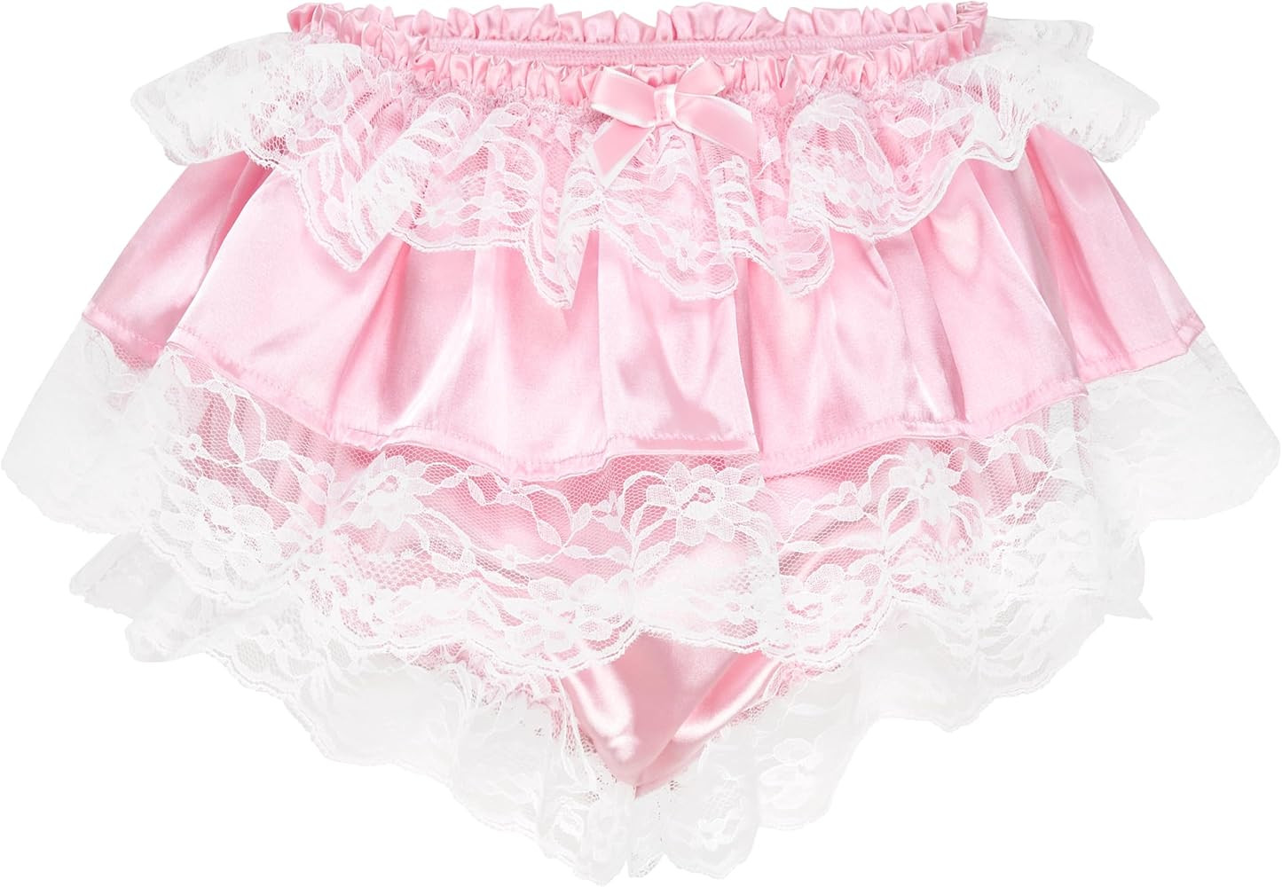 Satini Frilly Lace Sissy Ruffled French Knickers Briefs Lingerie Silky Satin Underwear Panties | Amazon (US)
