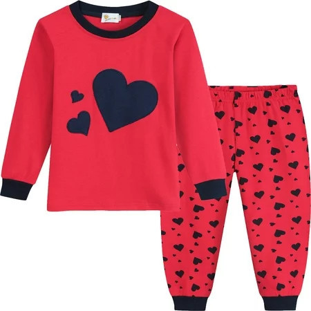 FEDPOP Girl Valentines Day Pajama 100% Cotton Pjs Long Sleepwear Pajamas 6T | Walmart (US)