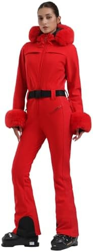 GSOU SNOW Ski Suit Womens One Piece Snowsuit Snowboard Jacket Slim Snow Jumpsuit Faux Fur Ski Out... | Amazon (US)