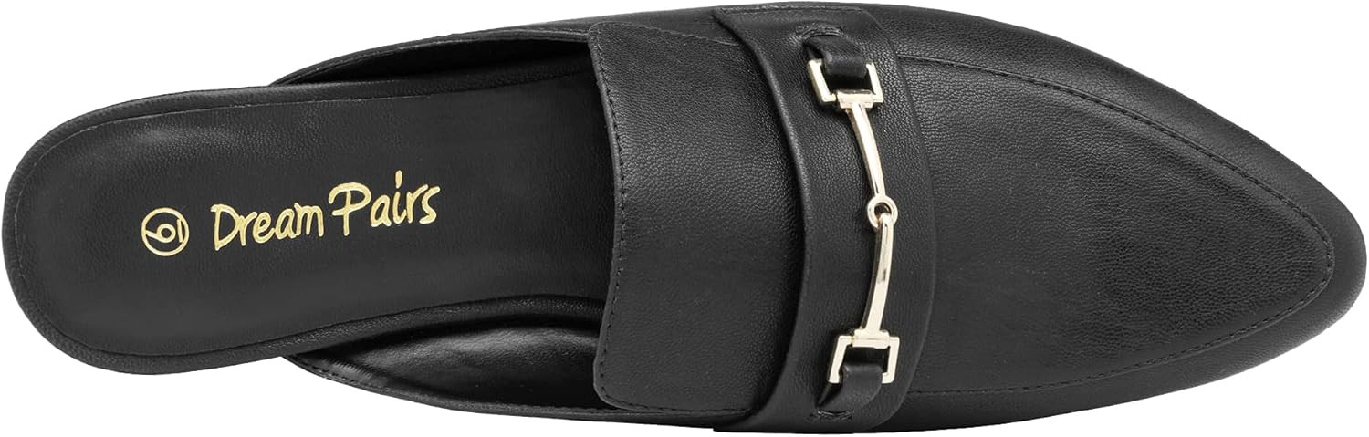 DREAM PAIRS Women's Flat Mules Buckle Pointed Toe Backless Slip on Slides Loafer Shoes | Amazon (US)