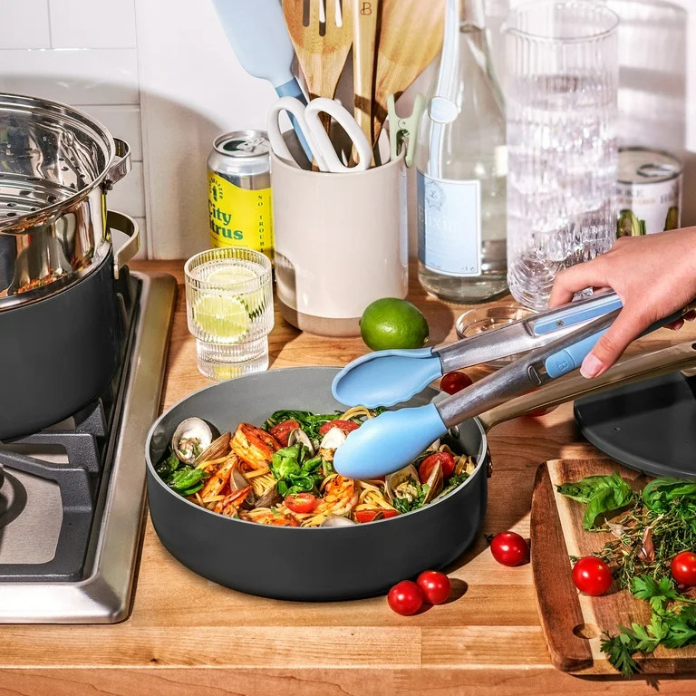 Beautiful 20pc Ceramic Non-Stick Cookware Set, Cornflower Blue, by Drew Barrymore - Walmart.com | Walmart (US)