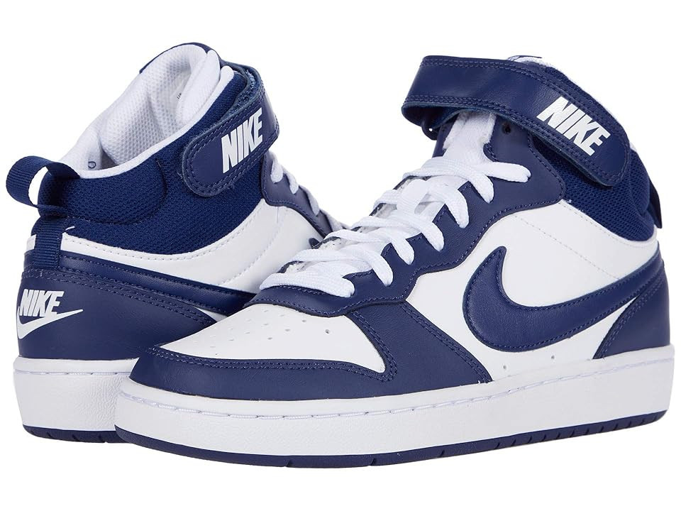 Nike Kids Court Borough Mid 2 (Big Kid) Kids Shoes White/Blue Void/Signal Blue: 5.5 Big Kid M | Zappos.com