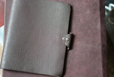 Hermes ULYSSE MM Ebene NoteBook Cover Togo Calfskin Brown PLUS SOME PAPER  | eBay | eBay US
