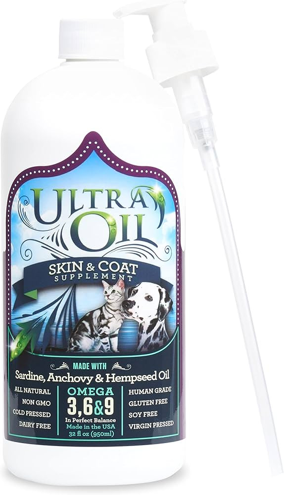 Ultra Oil Dog & Cat Supplement with Hemp, Flaxseed & Fish Oils - 32oz - For Dry Skin, Dull Coat, ... | Amazon (US)