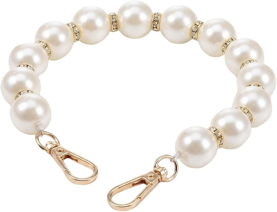 1 Pack Pearl Purse Chain, 14 Inch Bead Purse Handle Strap Replacement Bag Extender with Metal Cla... | Amazon (US)