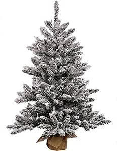 Vickerman 24" Flocked Anoka Pine Artificial Christmas Tree, Clear Lights - Snow Covered Faux Tree... | Amazon (US)
