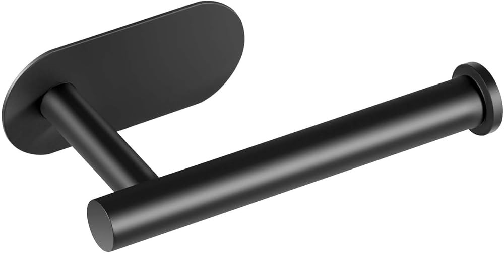 LAYUKI Toilet Paper Holder,Matt Black,Wall Mount,Upgraded Adhesive Toilet Paper Roll Holder,no Dr... | Amazon (US)