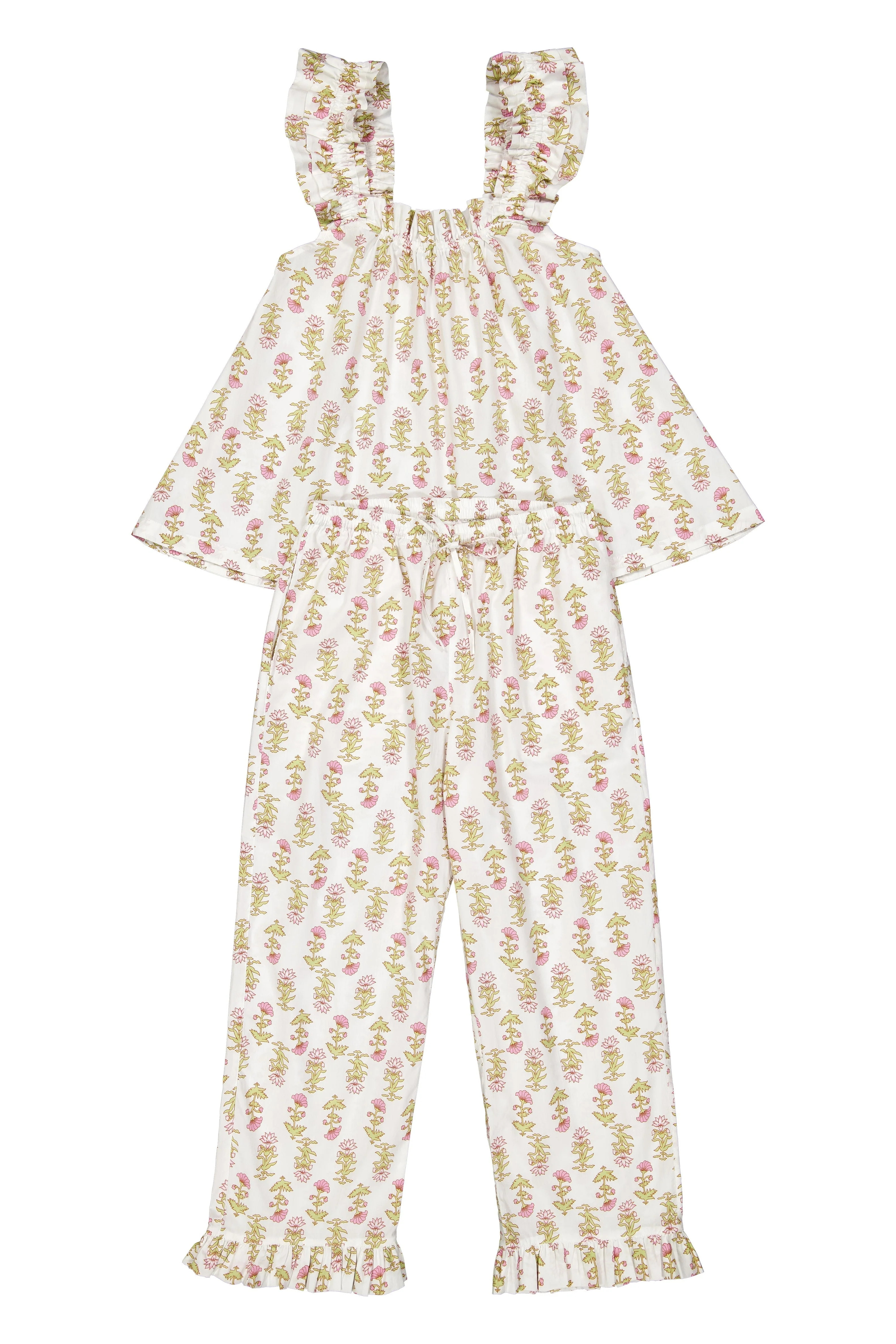 Nicolette Sleep Set - Pants - Cotton - Lotus Flower | Piyama US