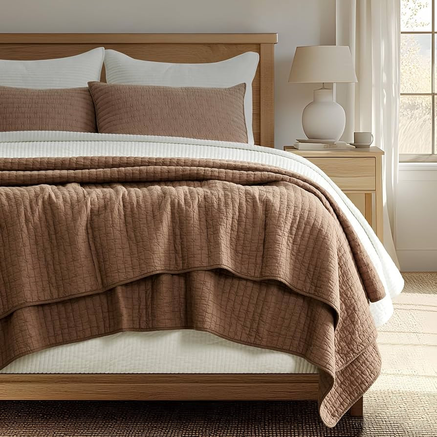 EVERGRACE Cross Stitch Pre-Washed Cotton Quilt Bedding Set King Size, Oversized 3 Pieces Lightwei... | Amazon (US)