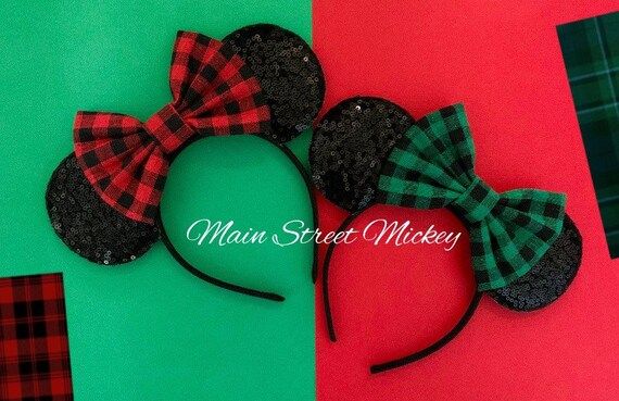 Minnie Mouse Ears, Christmas Holiday Minnie Ear, Red Minnie Mouse Ears, Minnie Ears, Disneyland E... | Etsy (US)