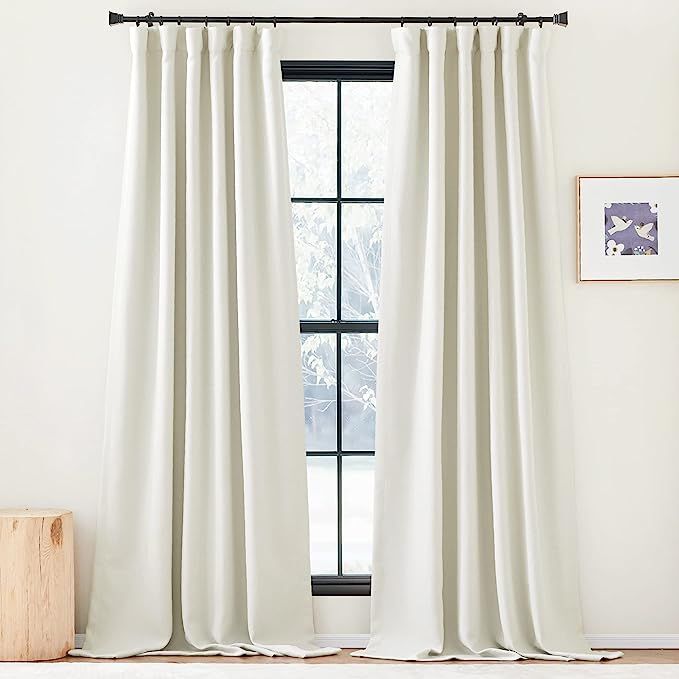 NICETOWN Room Darkening Faux Linen Curtains for Bedroom, Rod Pocket/Back Tab/Hook Belt Linen Burl... | Amazon (US)
