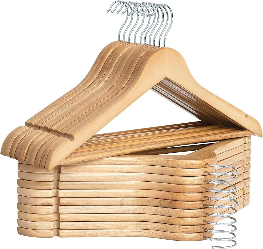 StorageWorks Wooden Coat Hanger, Wood Clothes Hangers 20 pack, Natural Wood Color, Natural Wood H... | Amazon (US)