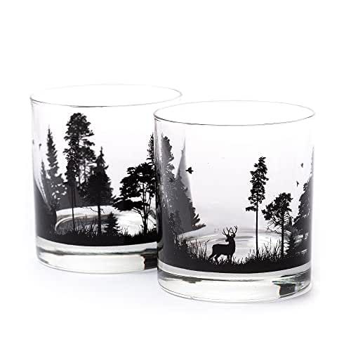 Black Lantern Whiskey Glasses – Handmade Whiskey Glass Set and Bar Glasses – Forest Animals D... | Amazon (US)