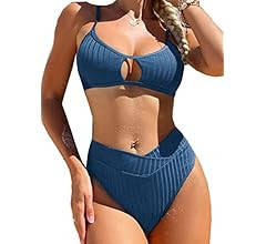 Swmmer Liket Sexy Bikini Sets for Women Two Piece Swimsuit Low Rise Cutout Ribbed Bathing Suit | Amazon (US)