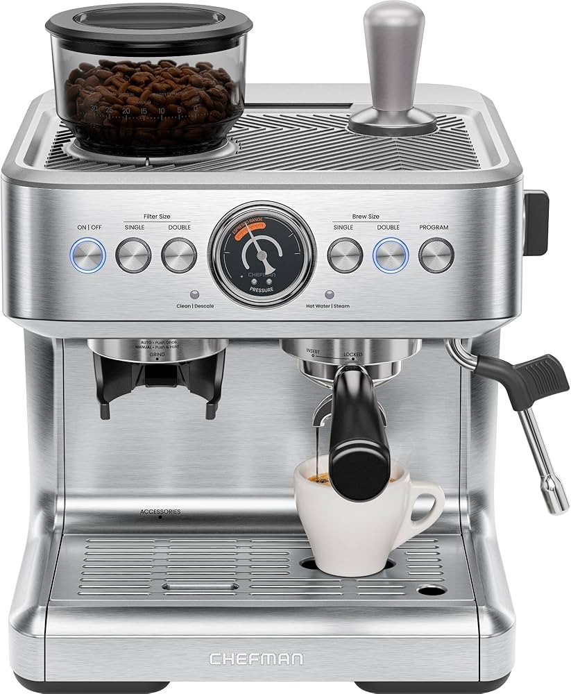 Chefman Crema Supreme 15 Bar Espresso Machine with Milk Frother, Barista Steam Wand, Professional... | Amazon (US)