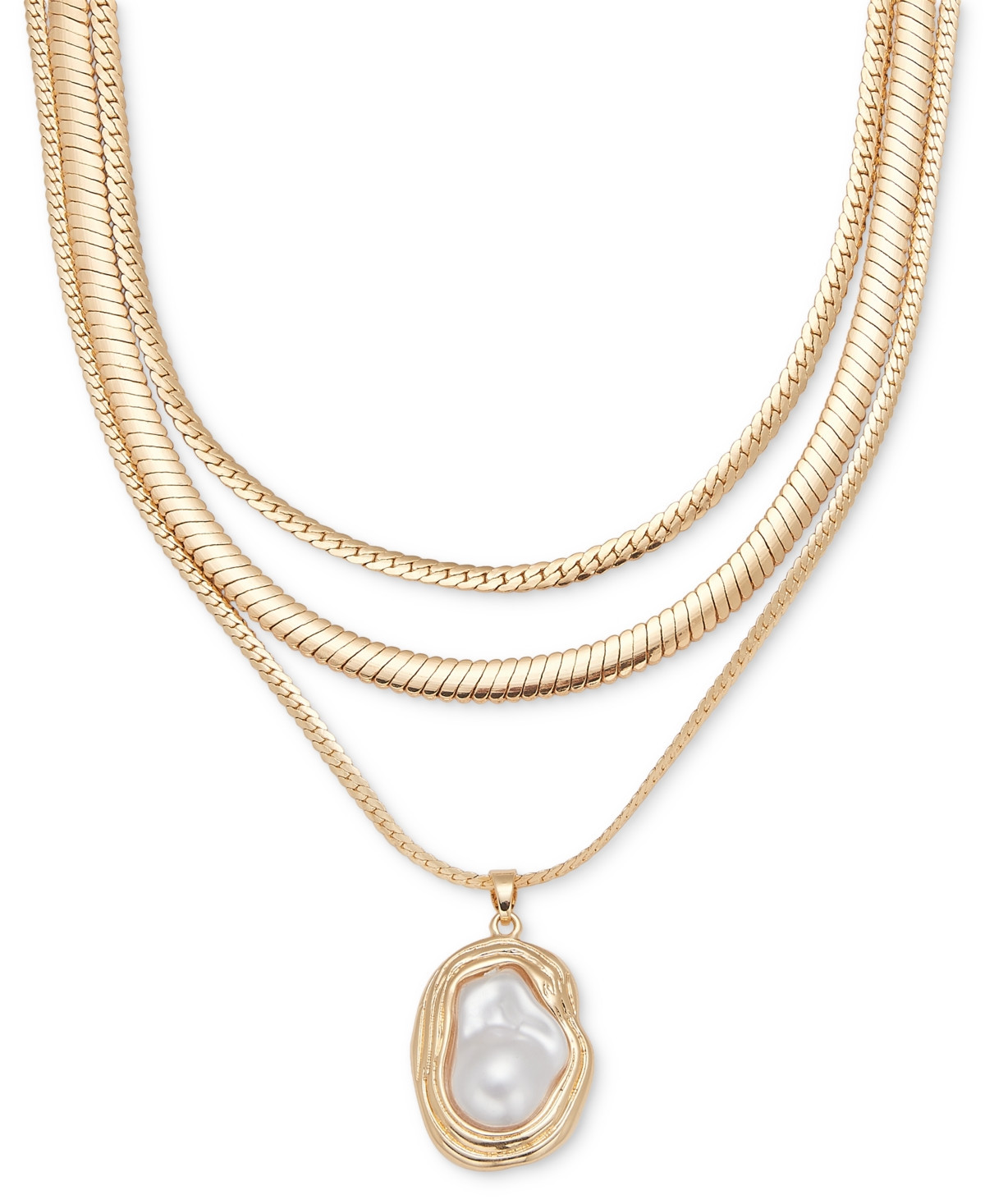 I.n.c. International Concepts Gold-Tone Imitation Pearl Layered Pendant Necklace, 16-1/4" + 3" extender, Exclusively at Macy's - Yellow | Macy's