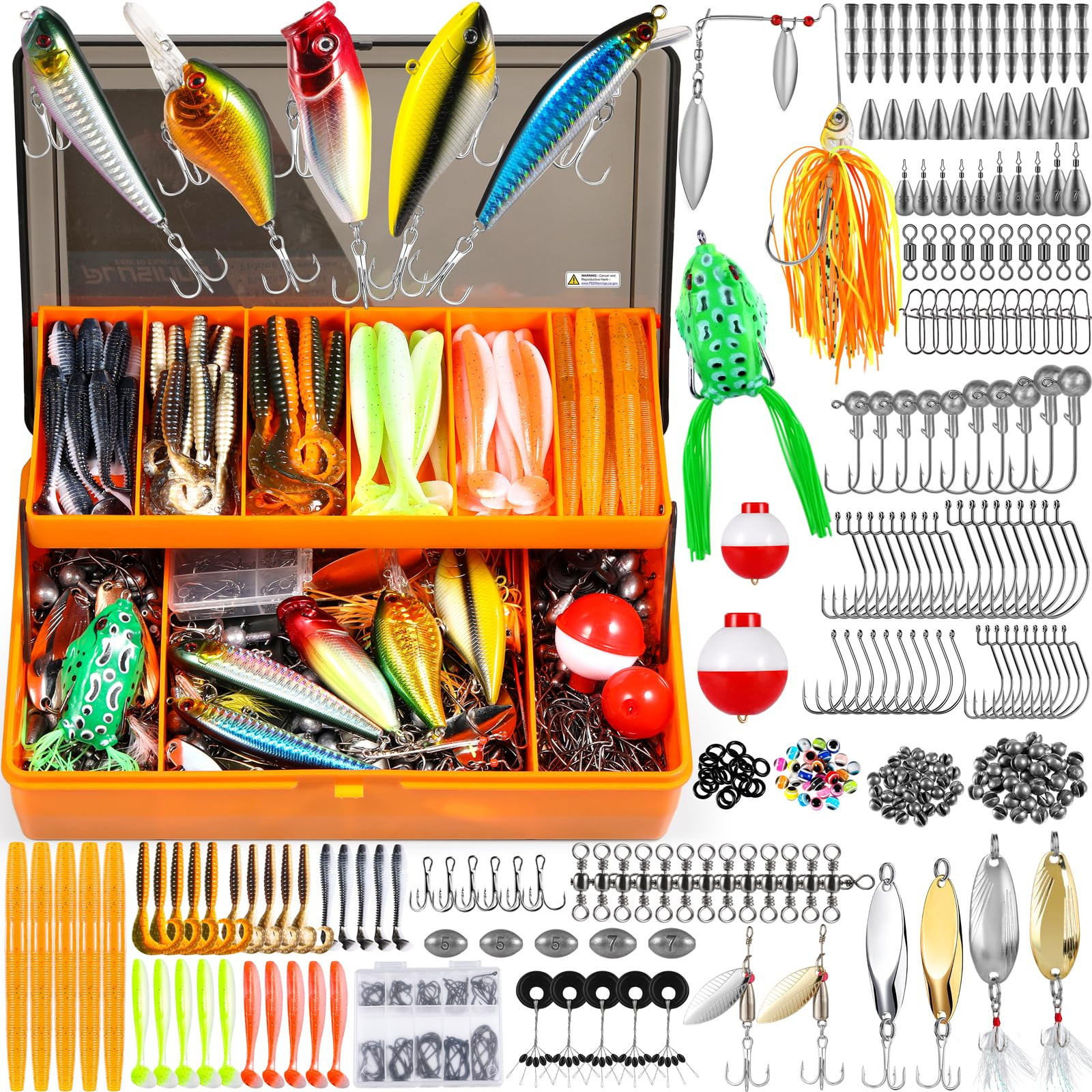 PLUSINNO 353/404 PCS Fishing Lures, Upgrade Fishing Tackle Box with Tackle Included, Crankbaits, ... | Amazon (US)