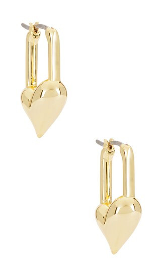 Padlock Heart Huggies Earrings | Revolve Clothing (Global)