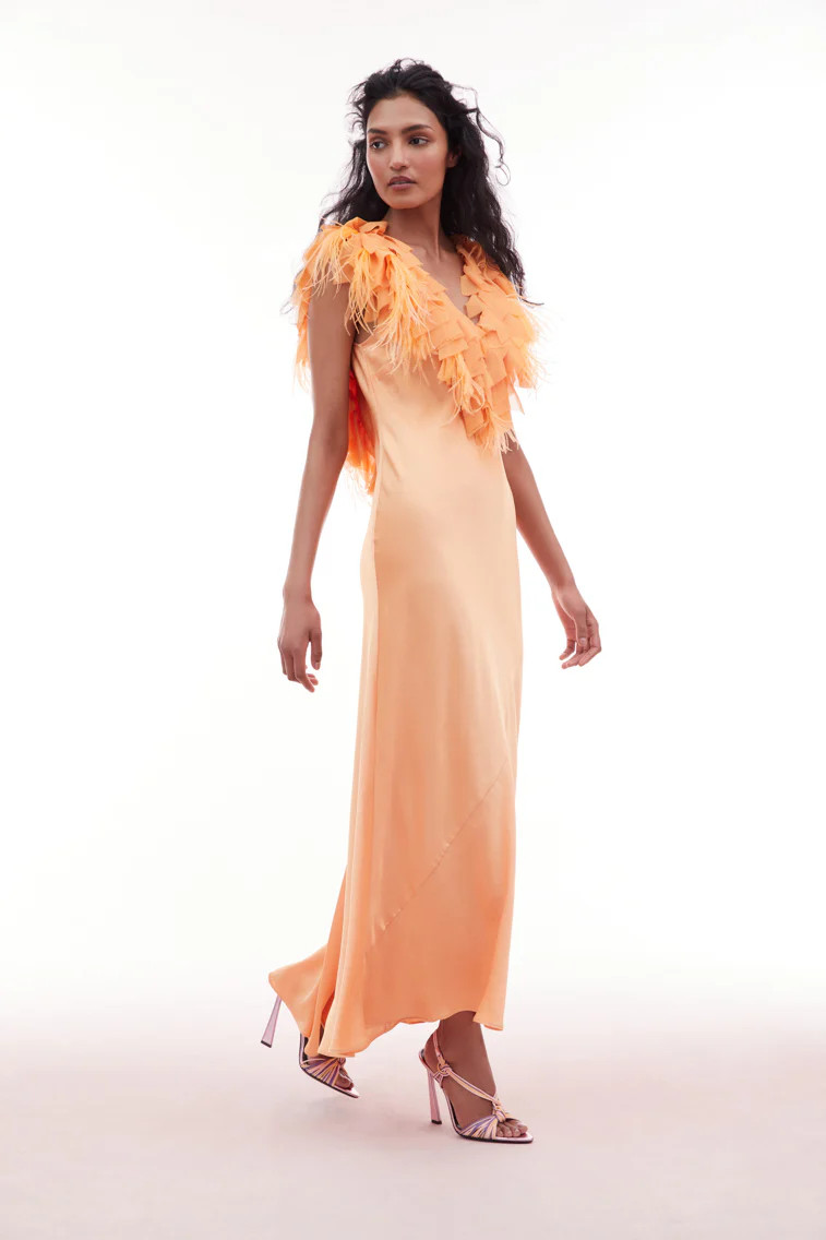 Manota Feather Trim Dress | LOVESHACKFANCY